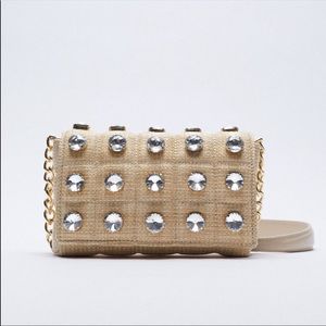 Quilted Cross Body Bag with Gems